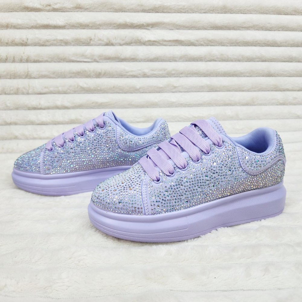 Comfy Cush Baby Lilac Purple Rhinestone Fashion Sneakers Tennis Shoes - Picture 6 of 9